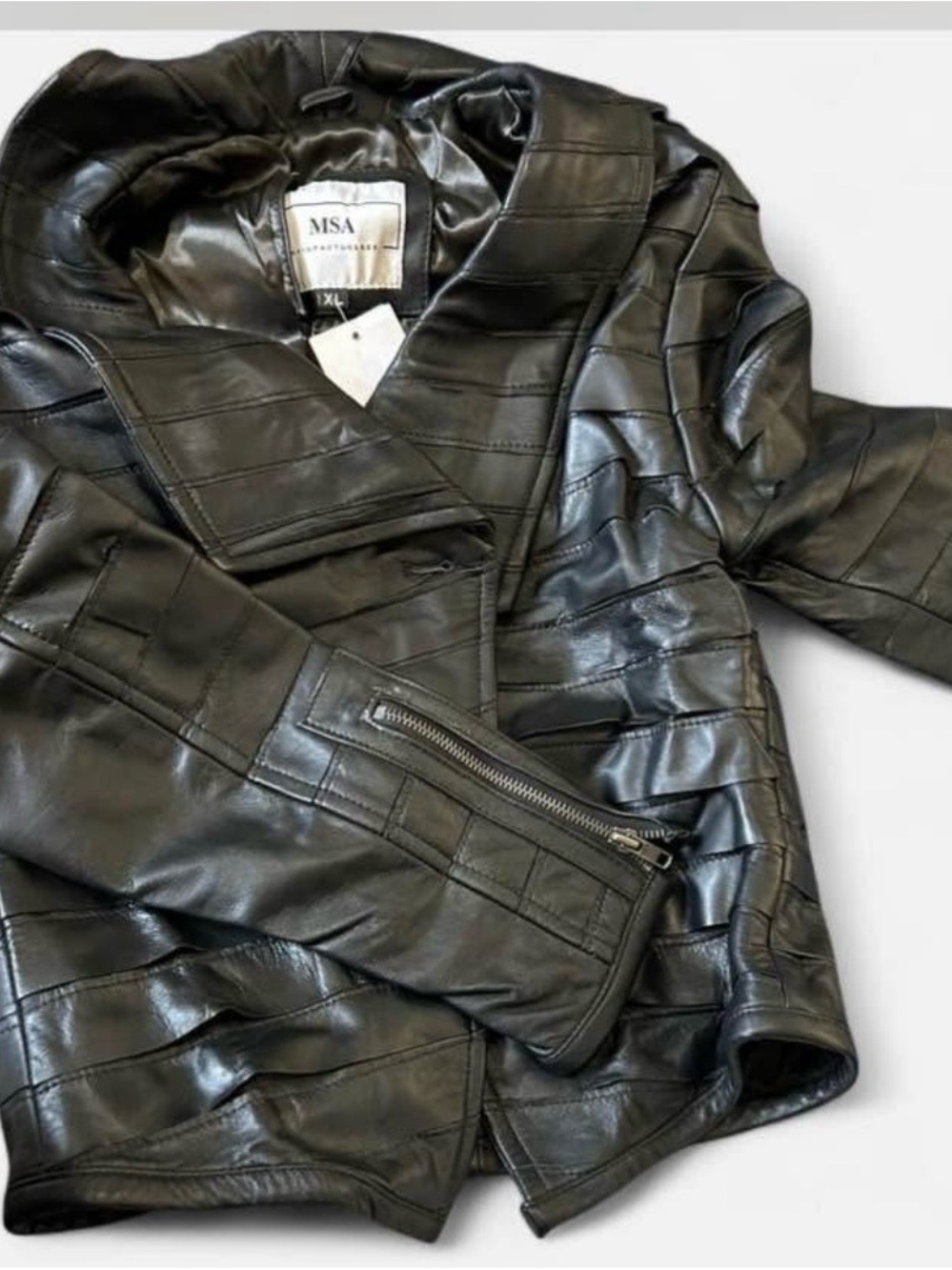 MSA Black real Leather Paneled Jacket - Women's